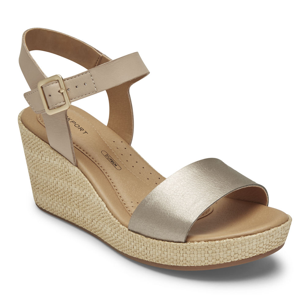 Rockport Womens Sandals Silver - Lyla Ankle-Strap - UK 098-ZNXDHI